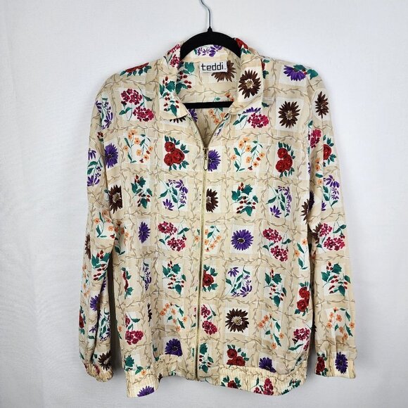 Vintage Teddi Floral Windbreaker M - Picture 1 of 3